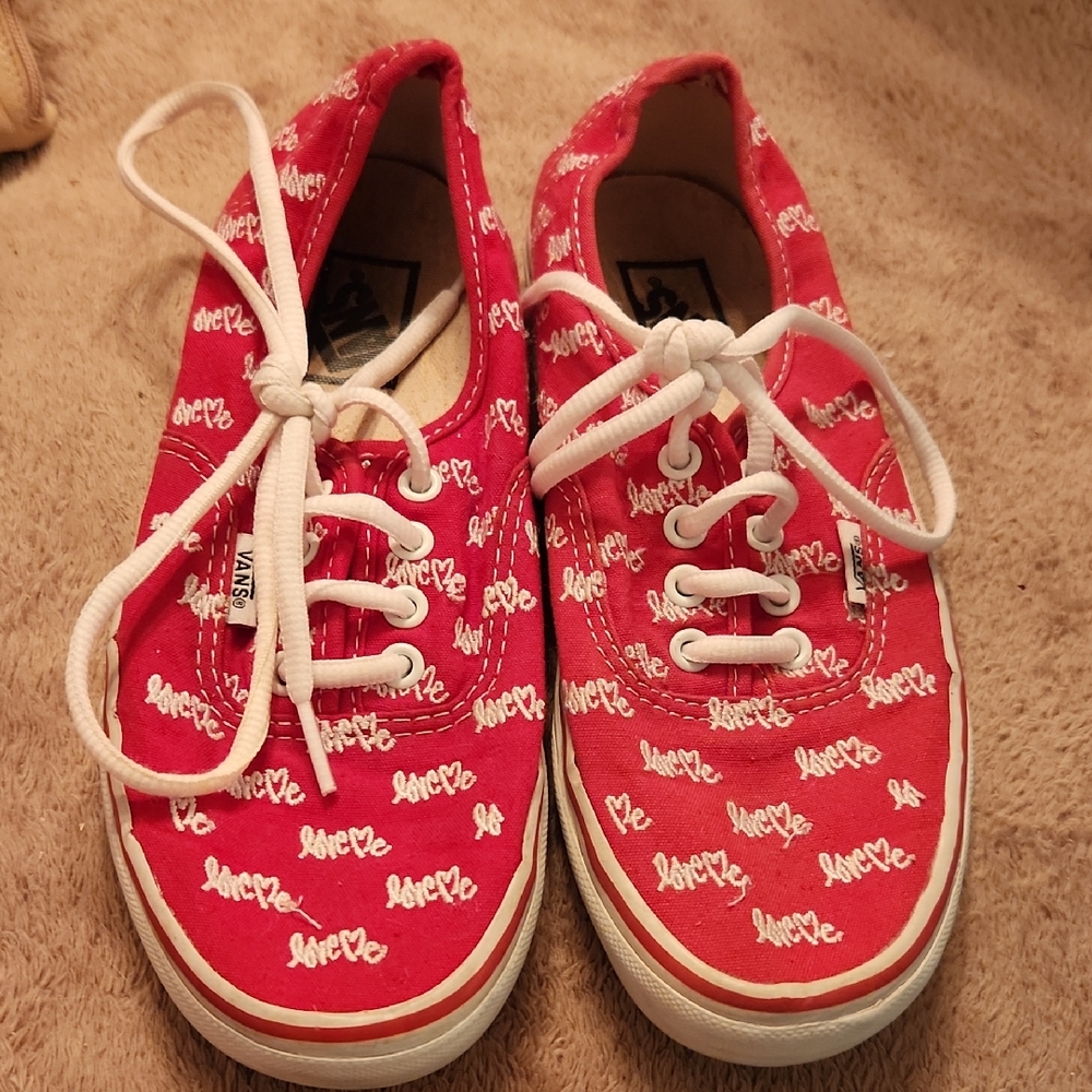 Vans Red and White Classic Sneakers